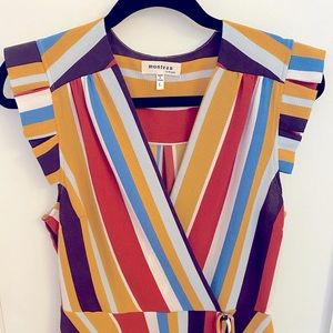 Monteau Striped Sleeveless Blouse